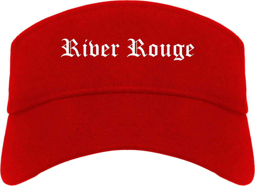 River Rouge Michigan MI Old English Mens Visor Cap Hat Red