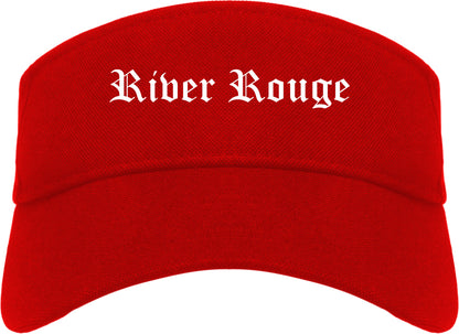 River Rouge Michigan MI Old English Mens Visor Cap Hat Red
