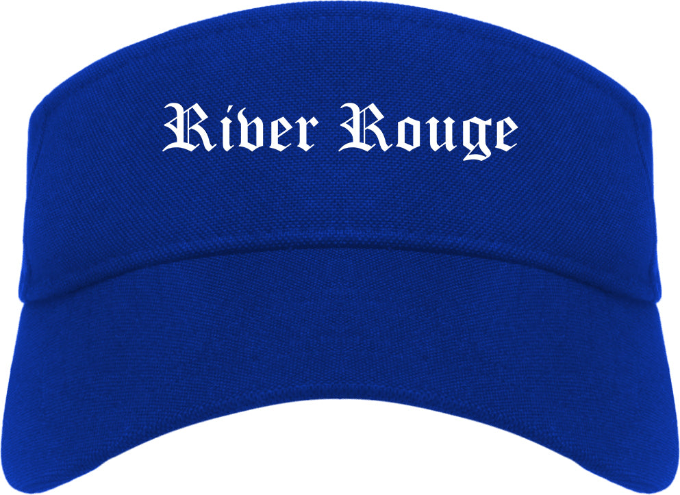 River Rouge Michigan MI Old English Mens Visor Cap Hat Royal Blue