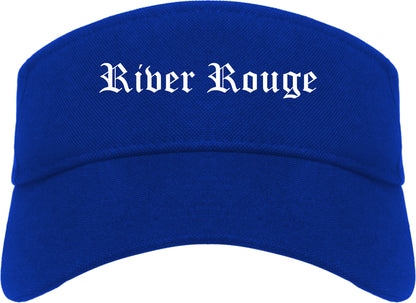 River Rouge Michigan MI Old English Mens Visor Cap Hat Royal Blue