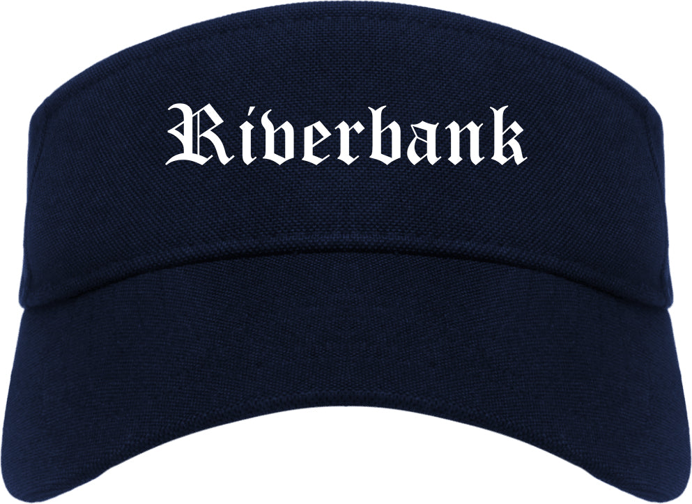 Riverbank California CA Old English Mens Visor Cap Hat Navy Blue