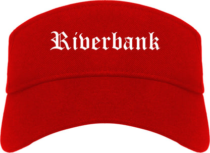 Riverbank California CA Old English Mens Visor Cap Hat Red