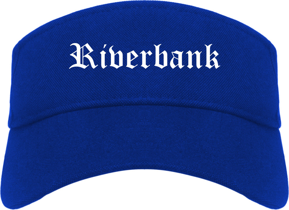 Riverbank California CA Old English Mens Visor Cap Hat Royal Blue