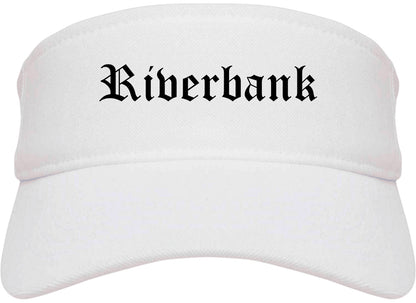 Riverbank California CA Old English Mens Visor Cap Hat White