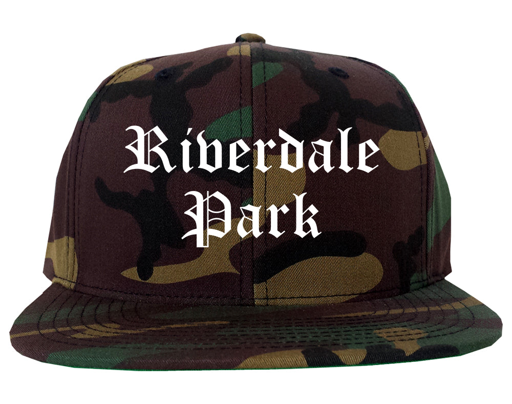 Riverdale Park Maryland MD Old English Mens Snapback Hat Army Camo
