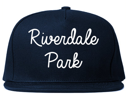 Riverdale Park Maryland MD Script Mens Snapback Hat Navy Blue