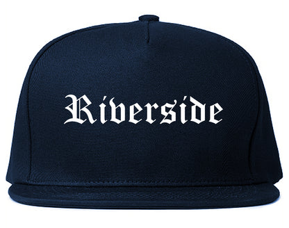 Riverside California CA Old English Mens Snapback Hat Navy Blue