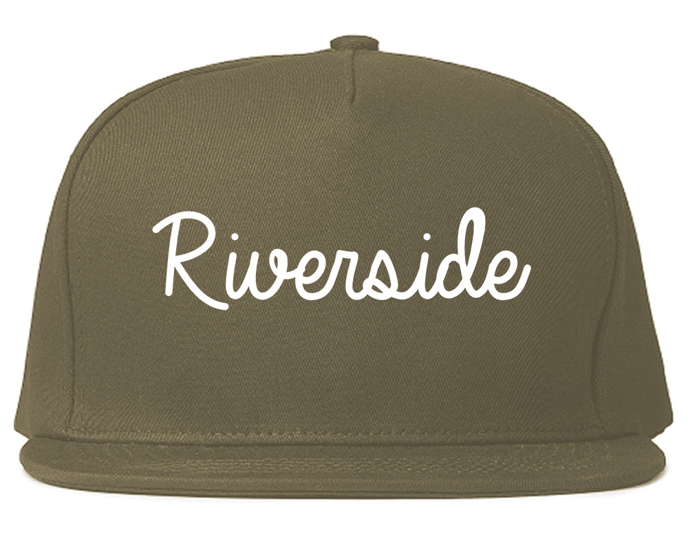 Riverside California CA Script Mens Snapback Hat Grey