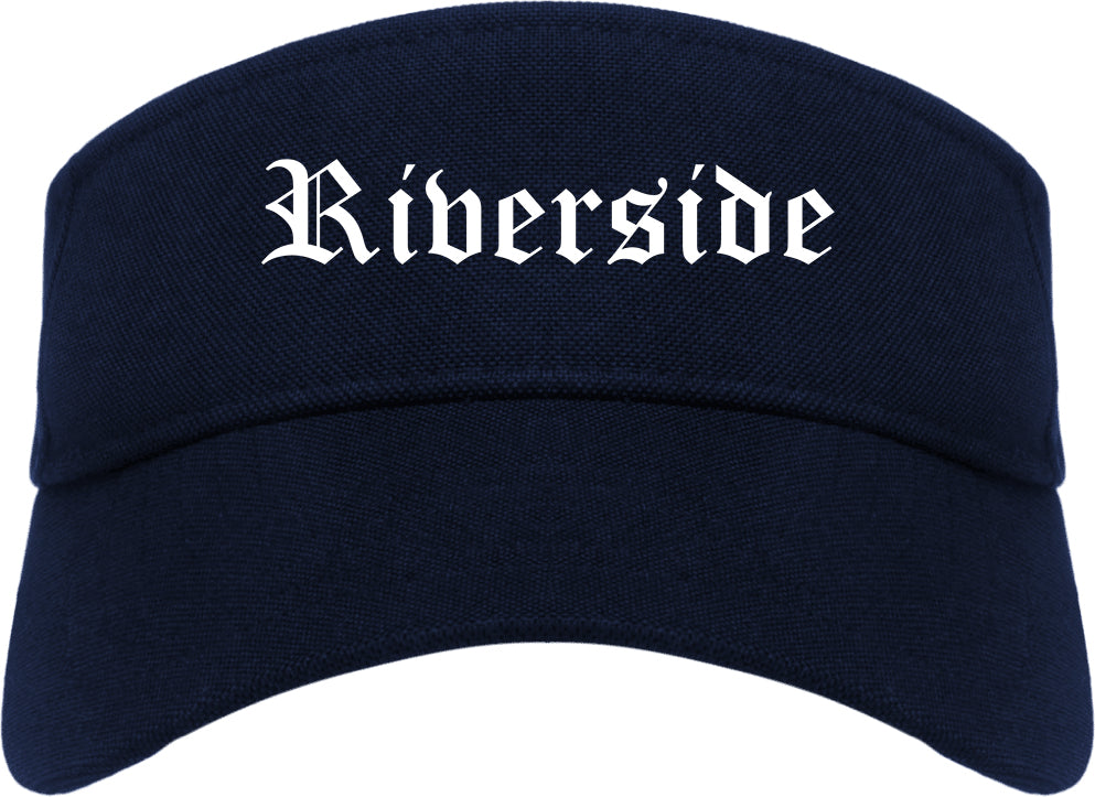 Riverside California CA Old English Mens Visor Cap Hat Navy Blue