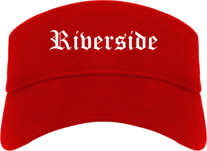 Riverside California CA Old English Mens Visor Cap Hat Red