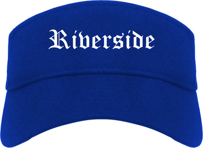 Riverside California CA Old English Mens Visor Cap Hat Royal Blue