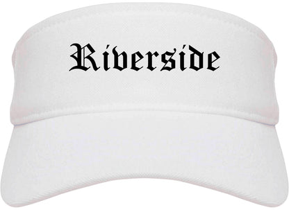 Riverside California CA Old English Mens Visor Cap Hat White