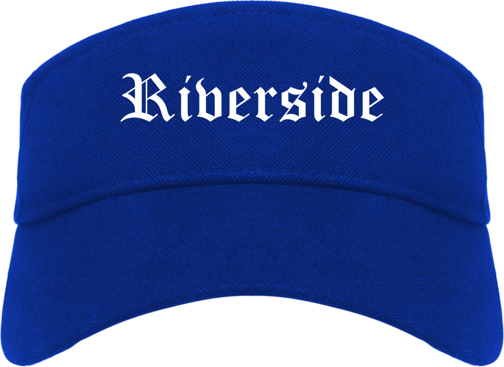 Riverside Ohio OH Old English Mens Visor Cap Hat Royal Blue