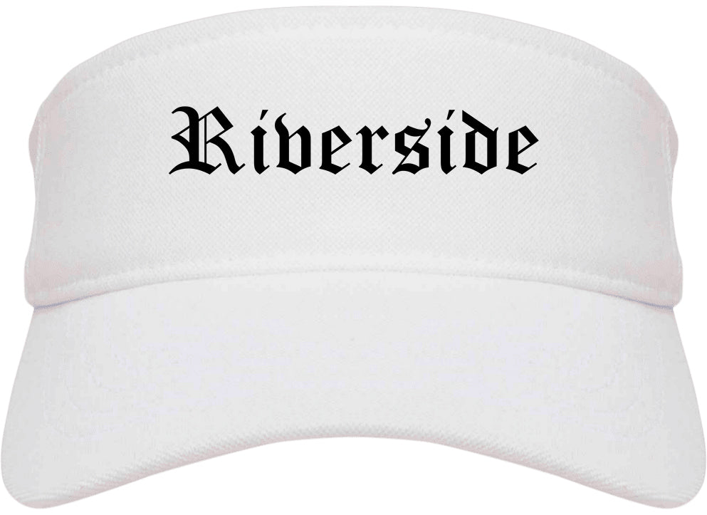 Riverside Ohio OH Old English Mens Visor Cap Hat White