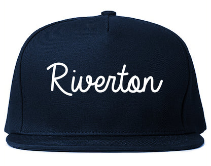 Riverton Utah UT Script Mens Snapback Hat Navy Blue