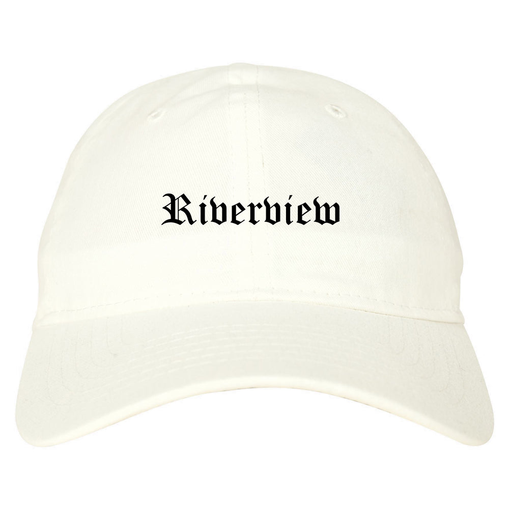 Riverview Michigan MI Old English Mens Dad Hat Baseball Cap White