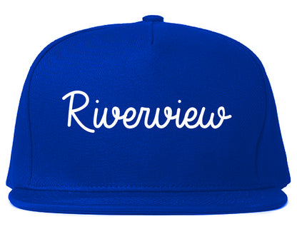 Riverview Michigan MI Script Mens Snapback Hat Royal Blue
