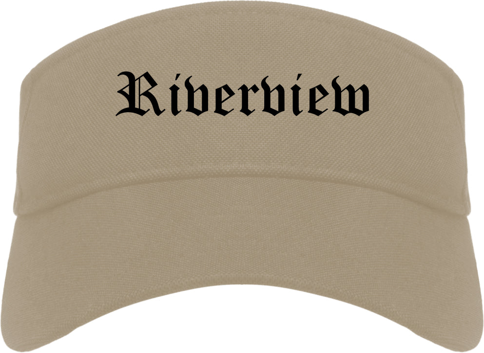 Riverview Michigan MI Old English Mens Visor Cap Hat Khaki
