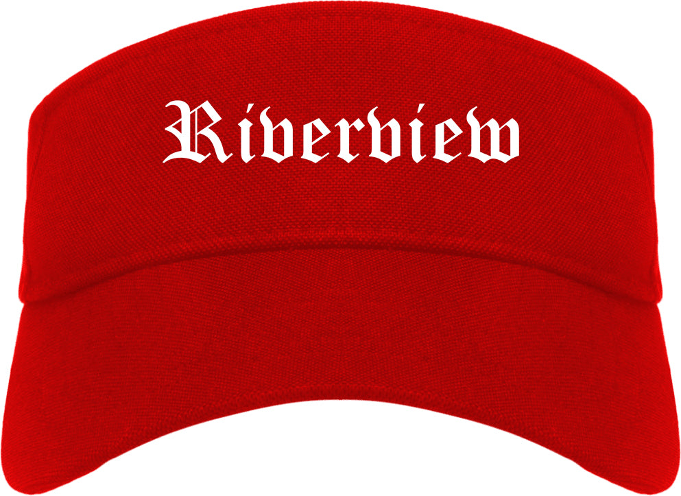 Riverview Michigan MI Old English Mens Visor Cap Hat Red