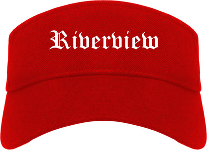 Riverview Michigan MI Old English Mens Visor Cap Hat Red