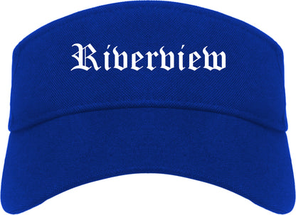 Riverview Michigan MI Old English Mens Visor Cap Hat Royal Blue