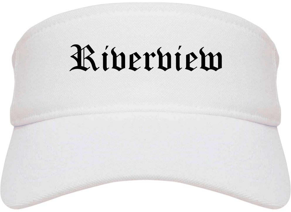 Riverview Michigan MI Old English Mens Visor Cap Hat White