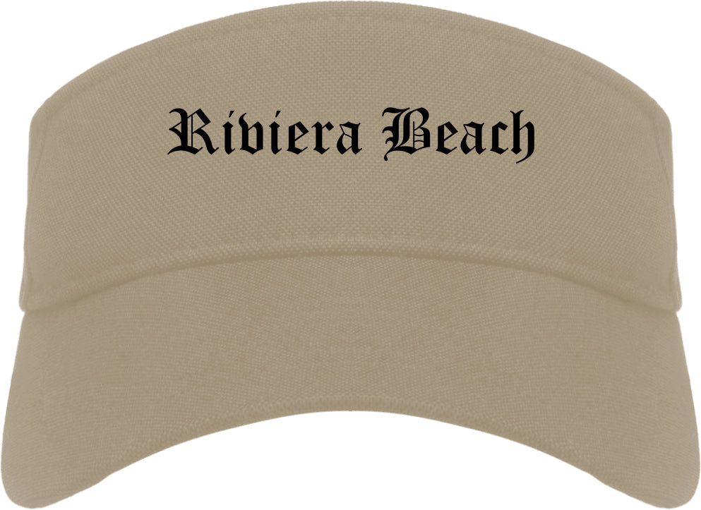 Riviera Beach Florida FL Old English Mens Visor Cap Hat Khaki