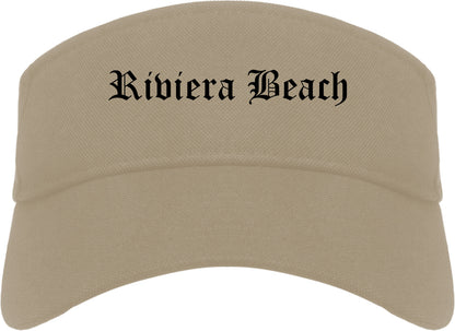 Riviera Beach Florida FL Old English Mens Visor Cap Hat Khaki