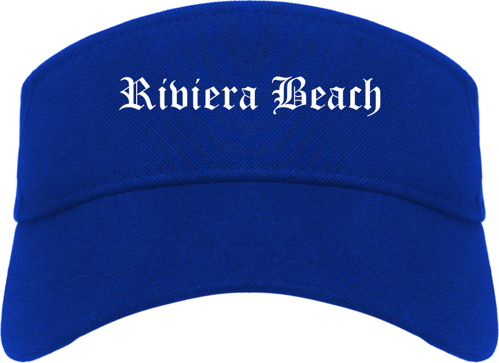 Riviera Beach Florida FL Old English Mens Visor Cap Hat Royal Blue