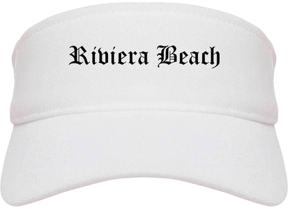 Riviera Beach Florida FL Old English Mens Visor Cap Hat White