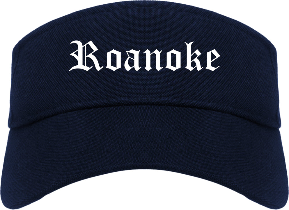 Roanoke Alabama AL Old English Mens Visor Cap Hat Navy Blue
