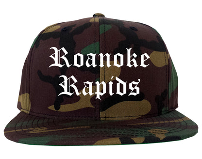 Roanoke Rapids North Carolina NC Old English Mens Snapback Hat Army Camo