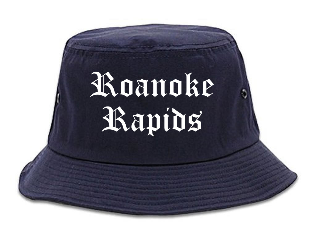 Roanoke Rapids North Carolina NC Old English Mens Bucket Hat Navy Blue