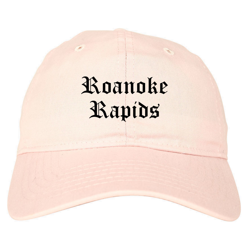 Roanoke Rapids North Carolina NC Old English Mens Dad Hat Baseball Cap Pink