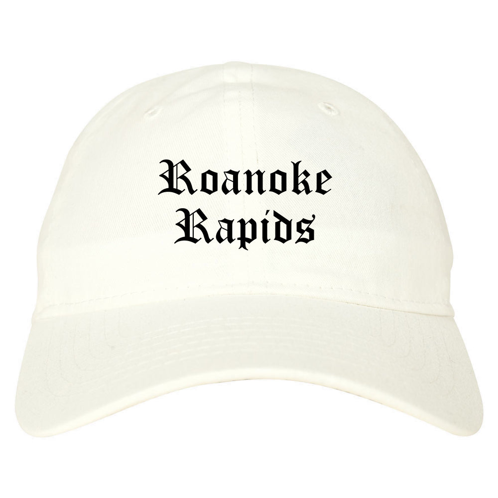 Roanoke Rapids North Carolina NC Old English Mens Dad Hat Baseball Cap White