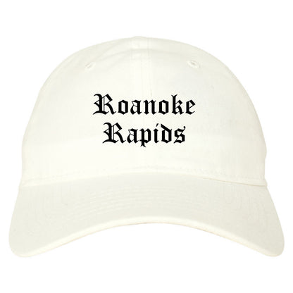 Roanoke Rapids North Carolina NC Old English Mens Dad Hat Baseball Cap White