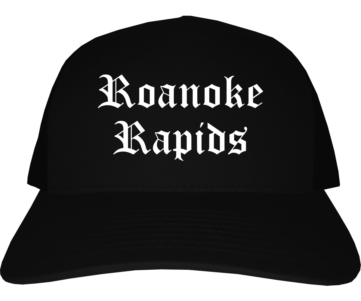 Roanoke Rapids North Carolina NC Old English Mens Trucker Hat Cap Black