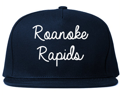 Roanoke Rapids North Carolina NC Script Mens Snapback Hat Navy Blue
