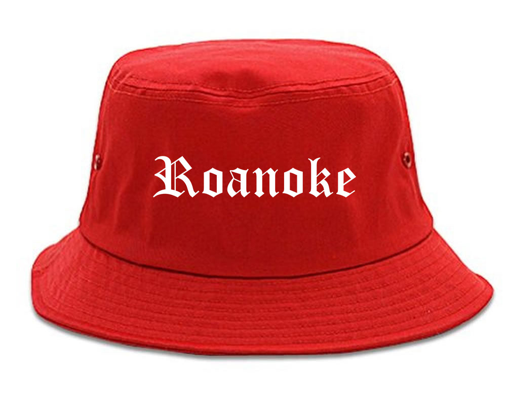 Roanoke Virginia VA Old English Mens Bucket Hat Red