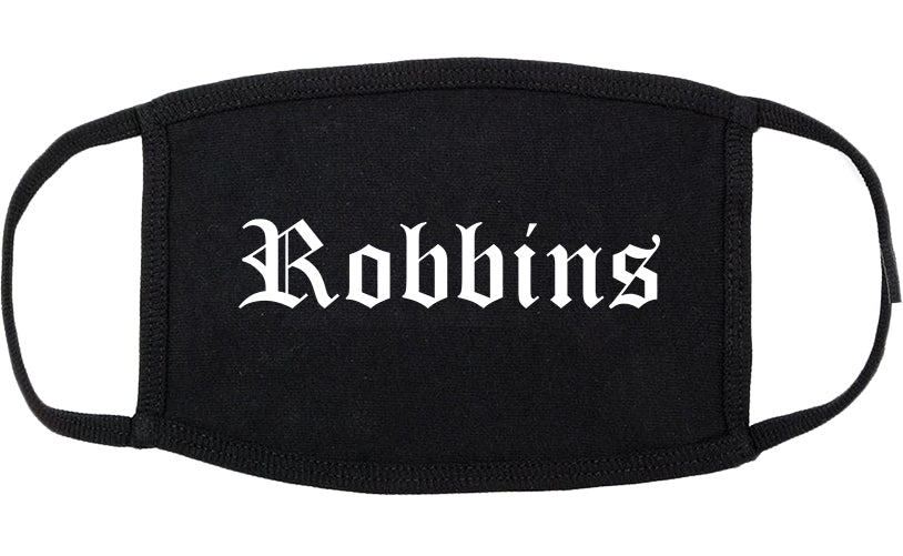 Robbins Illinois IL Old English Cotton Face Mask Black