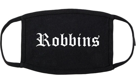 Robbins Illinois IL Old English Cotton Face Mask Black