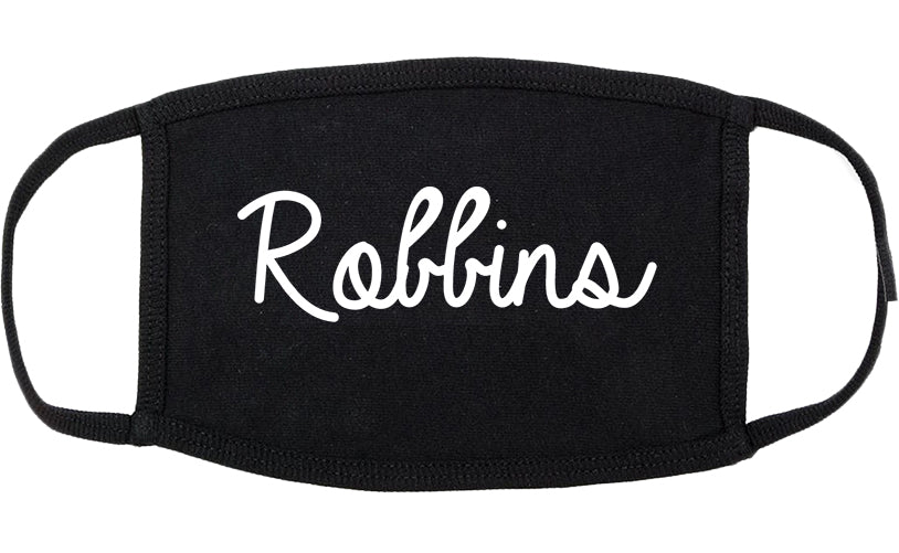 Robbins Illinois IL Script Cotton Face Mask Black