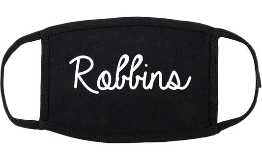 Robbins Illinois IL Script Cotton Face Mask Black
