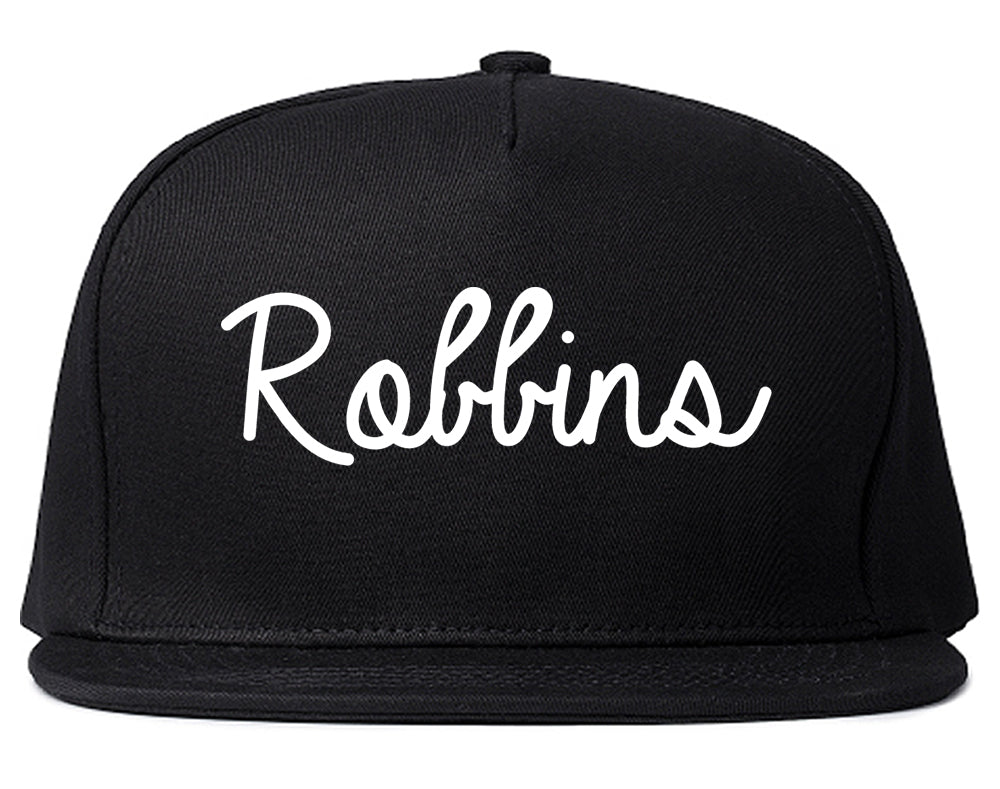 Robbins Illinois IL Script Mens Snapback Hat Black