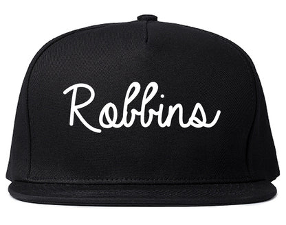 Robbins Illinois IL Script Mens Snapback Hat Black