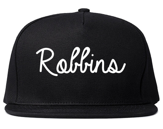 Robbins Illinois IL Script Mens Snapback Hat Black