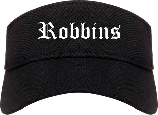 Robbins Illinois IL Old English Mens Visor Cap Hat Black
