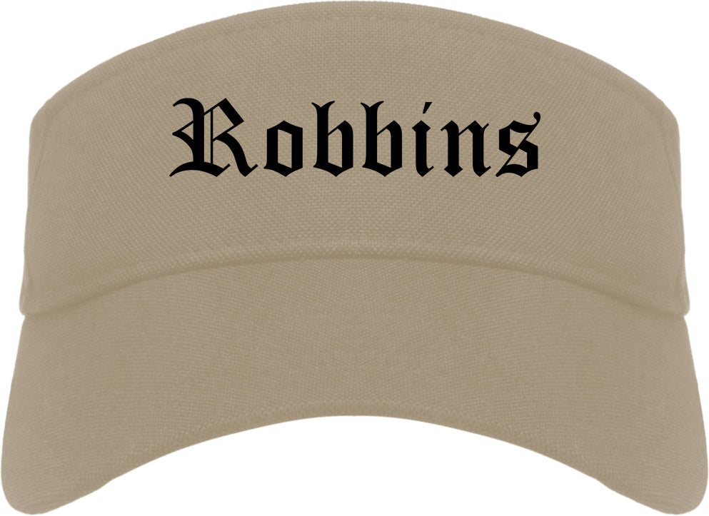 Robbins Illinois IL Old English Mens Visor Cap Hat Khaki