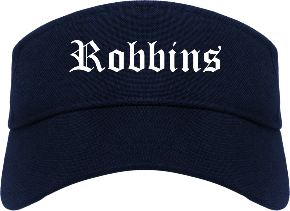 Robbins Illinois IL Old English Mens Visor Cap Hat Navy Blue