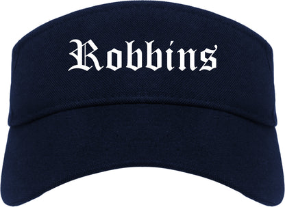 Robbins Illinois IL Old English Mens Visor Cap Hat Navy Blue